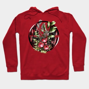 Red watercolor roses and a chinese lattice Hoodie